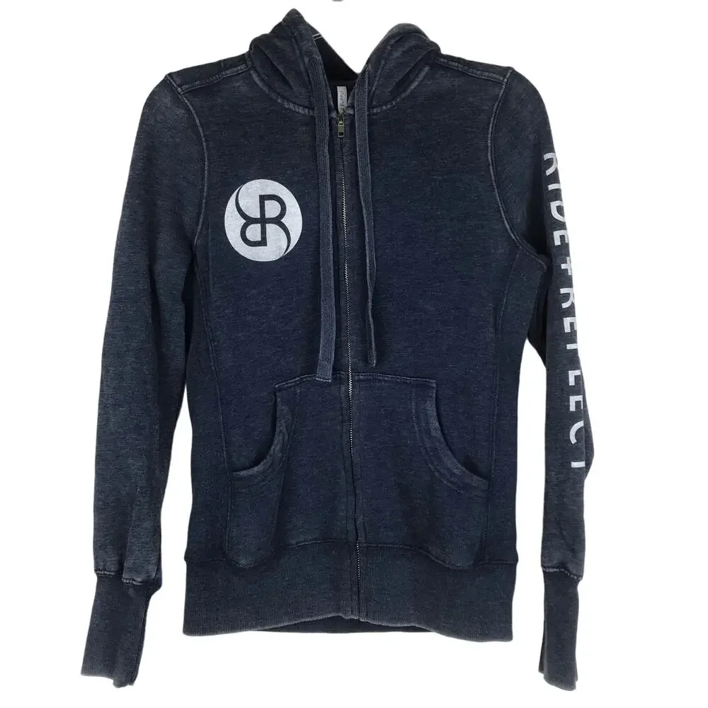 NWT Z Supply Full Zip Hoodie Blue Ride + Reflect R+R Sweatshirt Pockets Size XS
